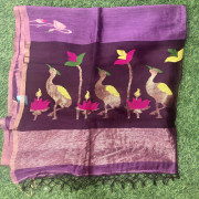 Pure Linen Jamdhani saree-PLJS06
