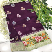 Petite Point Pure Mango Silk Sarees-PPMS03