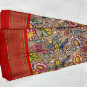 Pen Kalamkari Kanjeevaram Pythani saree-PkKS08