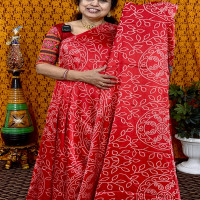 booking Modal silk Bandhini ajhrakh pallu -MODS08