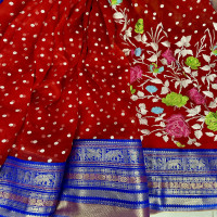 Fusion saree, Maslin Jamdhani with Gadwal-FMG010