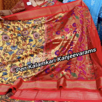 Pen Kalamkari Kanjeevaram Pythani saree-PkKS06