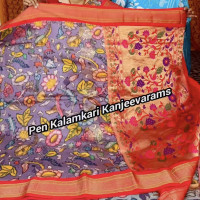 Pen Kalamkari Kanjeevaram Pythani saree-PkKS08