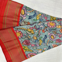 Pen Kalamkari Kanjeevaram Pythani saree-PkKS09