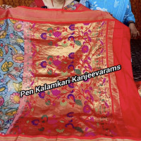 Pen Kalamkari Kanjeevaram Pythani saree-PkKS10