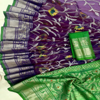 Fusion saree, Maslin Jamdhani with Gadwal-FMG023