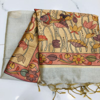 Tusser Kalamkari saree-TKLS12