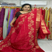 Chinon Crepe Checks Saree-CHCS04