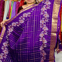 Chinon Crepe Checks Saree-CHCS05