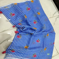 Vintage Linen Checks saree-VLCH01