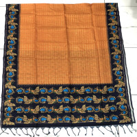 Tanjore Paint Khadi Pattu Sarees-TKPS04
