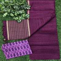 Plain Desi Tusser Sarees-PDT04